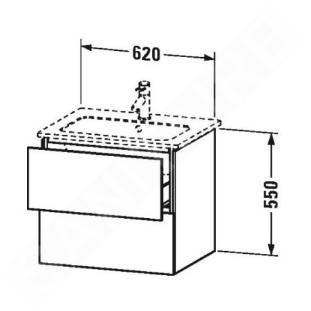 Duravit L-Cube - Meuble sous lavabo 550x620x481 mm, 2 tiroirs, blanc mat LC624001818