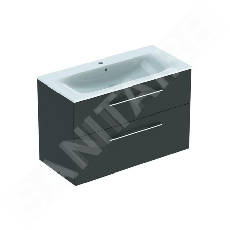 Geberit Selnova Square - Meuble-vasque 635x988x480 mm, avec vasque, 2 tiroirs, gris velouté mat 501.245.00.1
