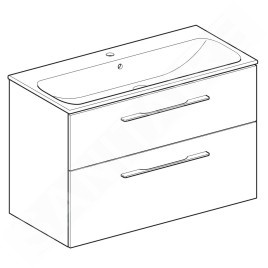Geberit Selnova Square - Meuble-vasque 635x988x480 mm, avec vasque, 2 tiroirs, gris velouté mat 501.245.00.1