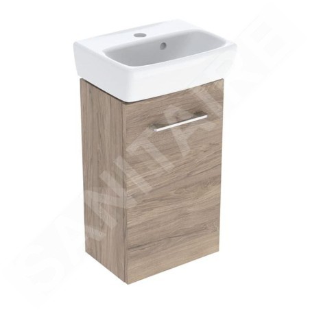 Geberit Selnova Square - Meuble avec lave-mains, 36 x 65 x 25 cm, 1 porte, G/D, noix de hickory 502.744.00.1