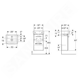Geberit Selnova Square - Meuble avec lave-mains, 36 x 65 x 25 cm, 1 porte, G/D, noix de hickory 502.744.00.1