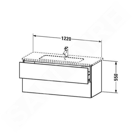 Duravit L-Cube - Meuble sous lavabo 550x1220x481 mm, 2 tiroirs, blanc brillant LC624302222