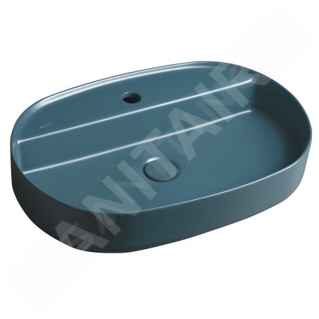 Sapho Isvea - Lavabo à poser 60x40 cm, trou pour robinet, vert pétrole 10NF65060-2P
