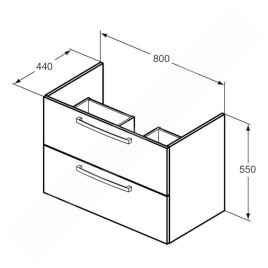 Ideal Standard Tempo - Meuble sous lavabo 800x440x550 mm, blanc brillant E3242WG