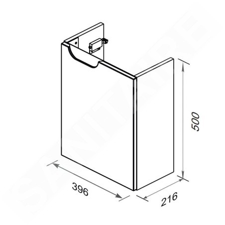 Ravak Classic II - Lavabo 396x216x500 mm, 1 porte, charnières à droite, blanc brillant X000001486