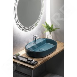 Sapho Isvea - Lavabo à poser 60x40 cm, trou pour robinet, vert pétrole 10NF65060-2P