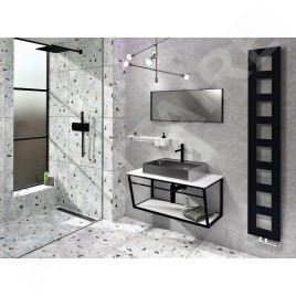 Sapho Ska - Support pour lavabo avec étagère, 750 mm, noir mat SKA102