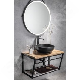Sapho Ska - Support pour lavabo avec étagère, 750 mm, noir mat SKA102
