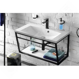 Sapho Ska - Support pour lavabo avec étagère, 750 mm, noir mat SKA102