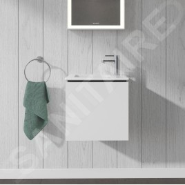 Duravit L-Cube - Meuble sous lavabo 400x420x294 mm, charnières à gauche, blanc mat LC6272L1818