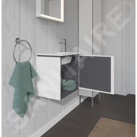 Duravit L-Cube - Meuble sous lavabo 400x420x294 mm, charnières à gauche, blanc mat LC6272L1818