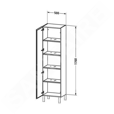Duravit L-Cube - Armoire haute 1760x500x363 mm, charnière à gauche, blanc mat LC1181L1818