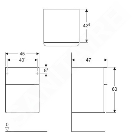 Geberit Smyle Square - Meuble latéral, 2 tiroirs, blanc brillant 500.357.00.1