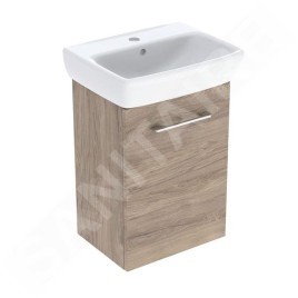 Geberit Selnova Square - Meuble avec lavabo, 45 x 65 x 32 cm, 1 porte, G/D, noix de hickory 502.748.00.1