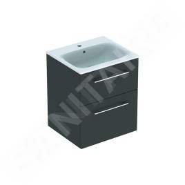 Geberit Selnova Square - Meuble-vasque 635x538x480 mm, avec vasque, 2 tiroirs, gris velouté mat 501.233.00.1