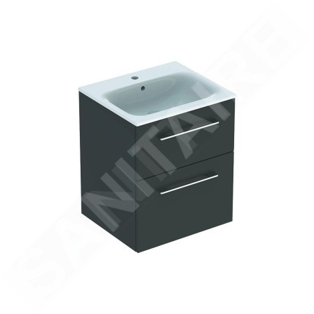 Geberit Selnova Square - Meuble-vasque 635x538x480 mm, avec vasque, 2 tiroirs, gris velouté mat 501.233.00.1