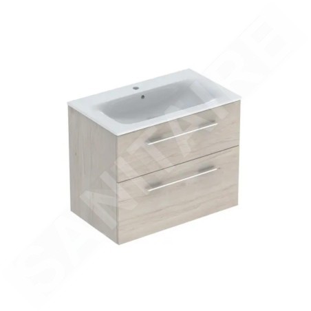 Geberit Selnova Square - Meuble-vasque 635x788x480 mm, avec vasque, 2 tiroirs, noyer clair hickory 501.243.00.1