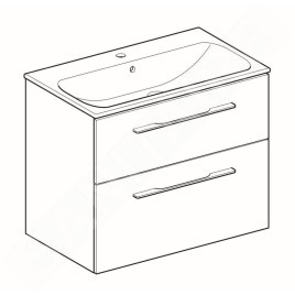 Geberit Selnova Square - Meuble-vasque 635x788x480 mm, avec vasque, 2 tiroirs, noyer clair hickory 501.243.00.1