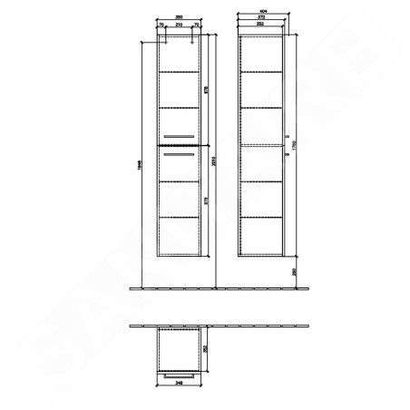 Villeroy & Boch Avento - Armoire, 350x1760x372 mm, 2 portes, Crystal Black A89401B3