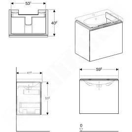 Geberit Acanto - Meuble sous lavabo 600 mm, blanc poli 500.614.01.2