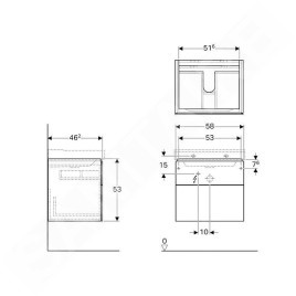 Geberit Xeno 2 - Meuble sous lavabo 600 mm, tiroir avec luminaire LED, blanc poli 500.506.01.1
