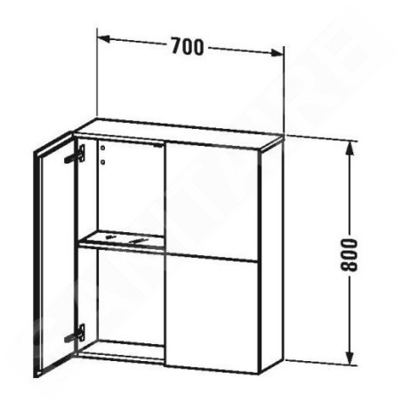 Duravit L-Cube - Armoire 800x700x243 mm, 2 portes, blanc brillant LC116702222