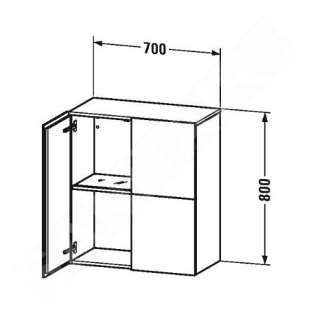 Duravit L-Cube - Armoire 800x700x363 mm, 2 portes, blanc brillant LC117702222