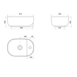 Sapho Manaki - Lave-main 42x28 mm, sans trop-plein, trou pour robinet, blanc TU0076