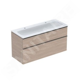 Geberit iCon - Meuble avec double lavabo, 118x48x63 cm, 2 tiroirs, KeraTect, chêne 502.334.JH.1