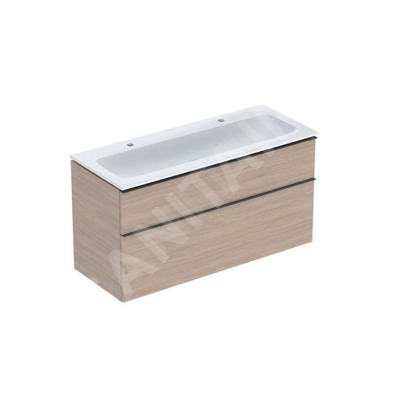 Geberit iCon - Meuble avec double lavabo, 118x48x63 cm, 2 tiroirs, KeraTect, chêne 502.334.JH.1 Geberit iCon - Meuble avec double lavabo, 118x48x63 cm, 2 tiroirs, KeraTect, chêne 502.334.JH.1