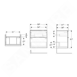 Geberit iCon - Meuble lavabo, 59x62x42 mm, 2 tiroirs, chêne 502.307.JH.1
