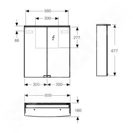 Geberit Option - Armoire de toilette avec éclairage, 600x675x180 mm, blanc 500.273.00.1