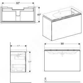 Geberit Acanto - Meuble sous lavabo 900 mm, blanc poli 500.616.01.2