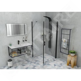 Sapho Ska - Support pour lavabo avec étagère, 900 mm, noir mat SKA103