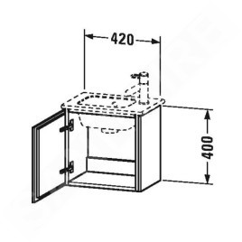 Duravit L-Cube - Meuble sous lavabo 400x420x294 mm, droite, 1 porte, blanc brillant LC6272R2222