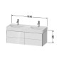Duravit XSquare - Meuble sous lavabo double 397x1184x460 mm, 4 tiroirs, blanc brillant XS416402222 Duravit XSquare - Meuble sous lavabo double 397x1184x460 mm, 4 tiroirs, blanc brillant XS416402222