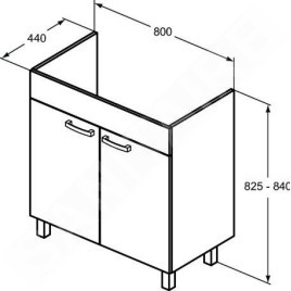 Ideal Standard Tempo - Meuble sous lavabo 800x440x740 mm, chêne cérusé E3241OS