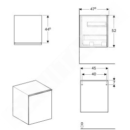 Geberit Acanto - Meuble latéral 450x520 mm avec tiroirs, blanc poli 500.618.01.2