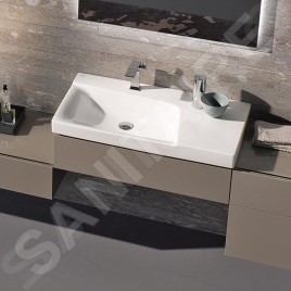 Geberit Xeno 2 - Meuble sous lavabo 900 mm avec plage de dépose, tiroir avec luminaire LED, greige 500.513.00.1