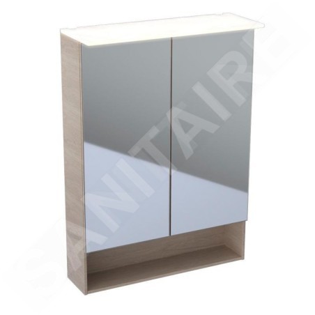 Geberit Acanto - Armoire de toilette avec miroir 595x830 mm avec éclairage LED, chêne mystique 500.644.00.2