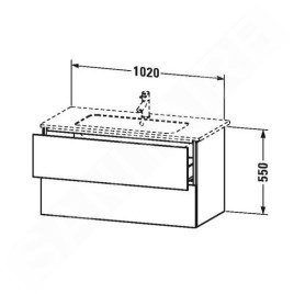 Duravit L-Cube - Meuble sous lavabo 550x1020x481 mm, 2 tiroirs, blanc brillant LC624202222