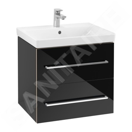 Villeroy & Boch Avento - Meuble-vasque, 580x514x452 mm, 2 tiroirs, Crystal Black A88900B3