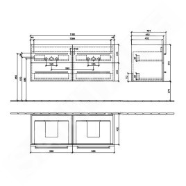 Villeroy & Boch Avento - Meuble-vasque, 1180x514x452 mm, 4 tiroirs, Crystal White A89300B4