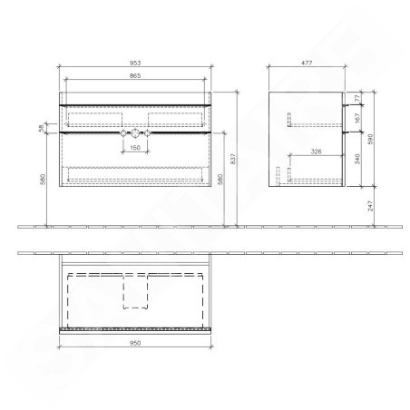 Villeroy & Boch Venticello - Meuble-vasque, 953x590x502 mm, 2 tiroirs, Glossy White A92601DH