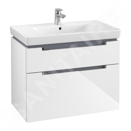 Villeroy & Boch Subway 2.0 - Meuble-vasque, 787x590x449 mm, 2 tiroirs, Glossy White A91410DH