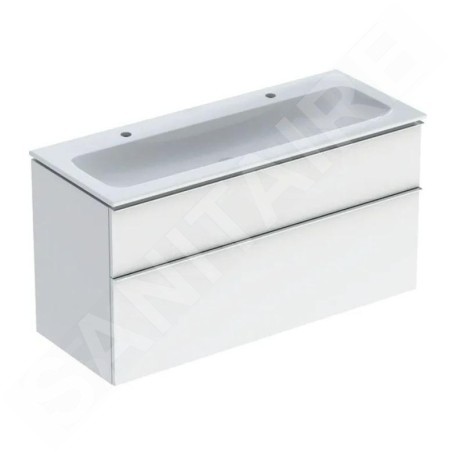Geberit iCon - Meuble avec double lavabo, 1200x630x480 mm, blanc brillant 502.338.01.2