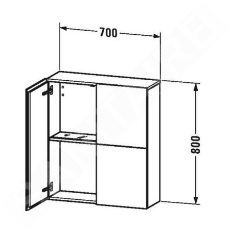 Duravit L-Cube - Armoire latérale 800x700x243 mm, 2 portes, blanc mat LC116701818