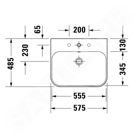 Duravit Happy D.2 Plus - Meuble avec lavabo 480x575x490 mm, 2 tiroirs, blanc brillant HP4635O2222