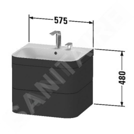 Duravit Happy D.2 Plus - Meuble avec lavabo 480x575x490 mm, 2 tiroirs, blanc brillant HP4635O2222