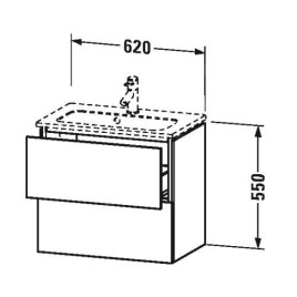 Duravit L-Cube - Meuble sous lavabo 550x620x391 mm, 2 tiroirs, blanc mat LC625601818